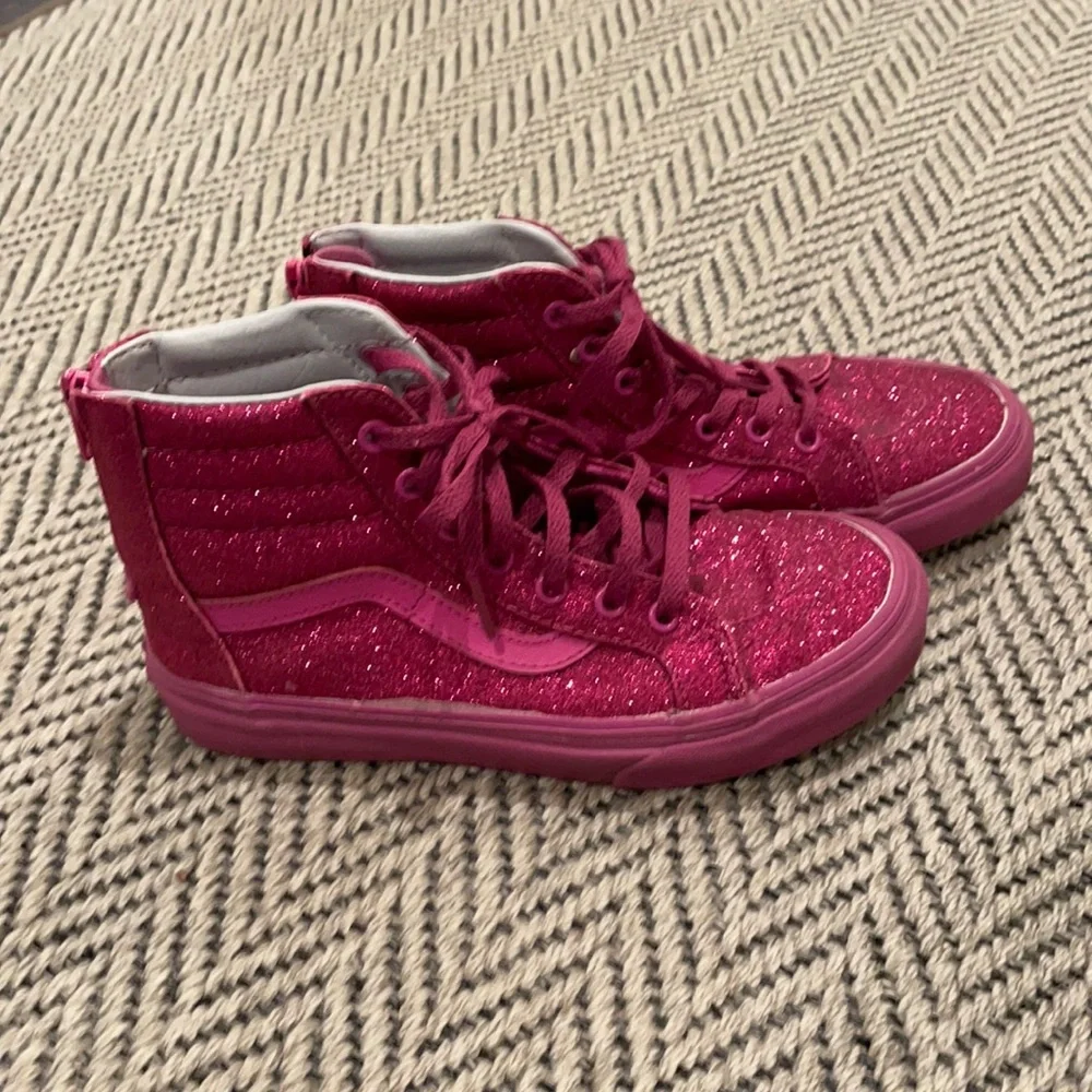 Girls Vans Glitter SK8 Hi Zip Sneakers - Picture 1 of 5
